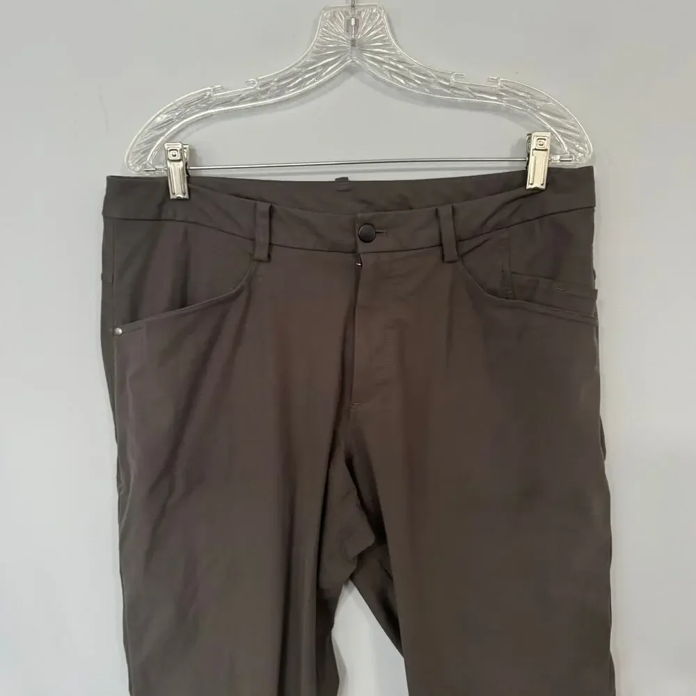 Lululemon Men's Dark Taupe Gray Brown 5 Pocket Pants Size 36 Button Fly Ripstop - Picture 4 of 7